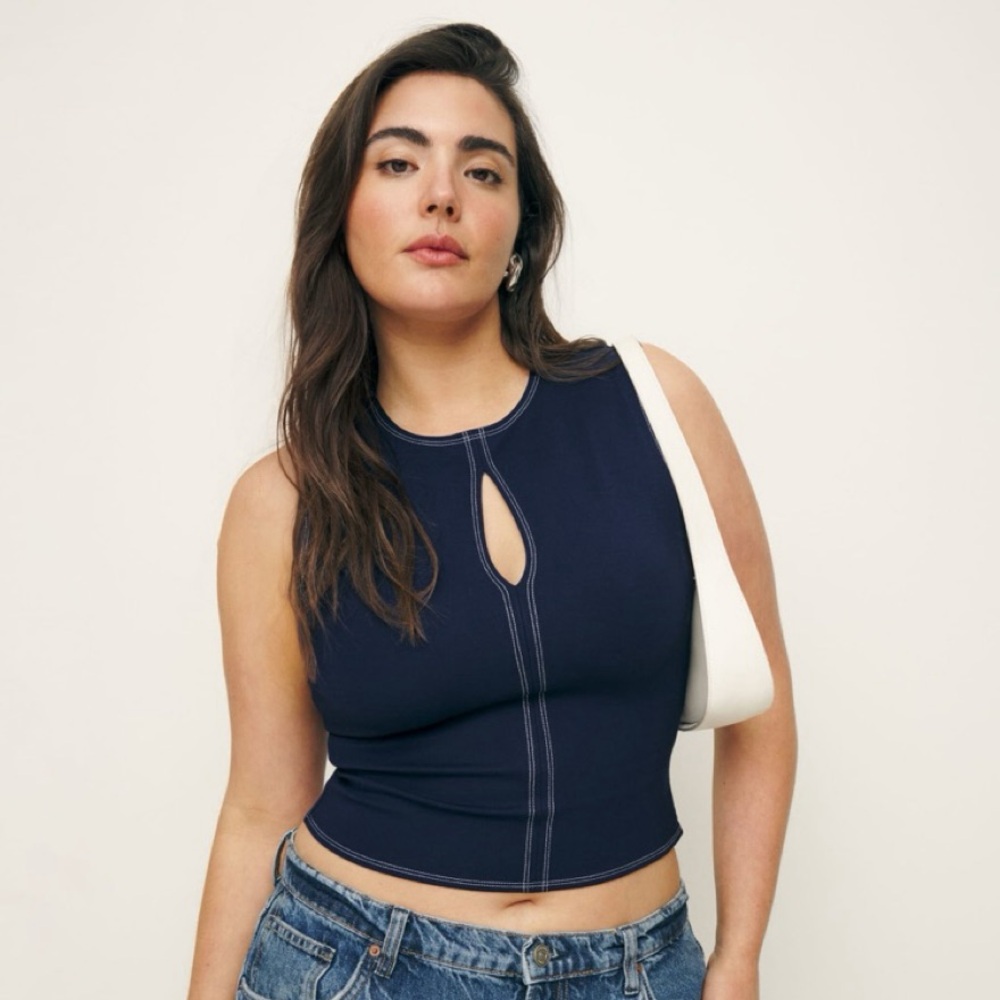 Reformation Carsyn knit top in navy
